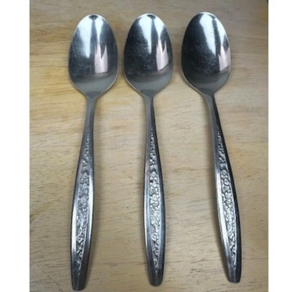 Vintage Customcraft CUS5 Stainless Steel‎ Floral Pattern Flatware Utensils 25 Pc